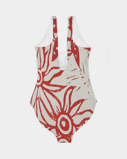 Red Flower One-Piece Swimsuit