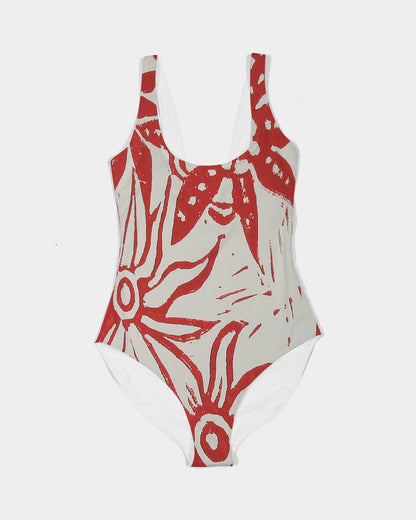 Red Flower One-Piece Swimsuit