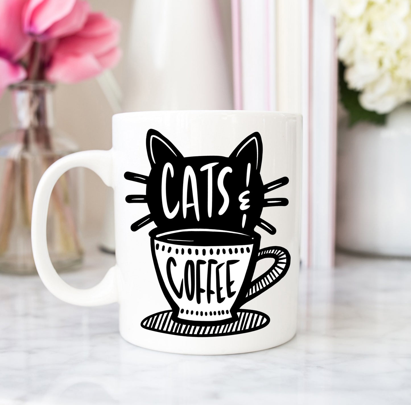 a good morning starts with your cat and a cup of coffee, coffee mug, cats mug