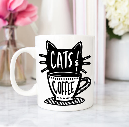 a good morning starts with your cat and a cup of coffee, coffee mug, cats mug